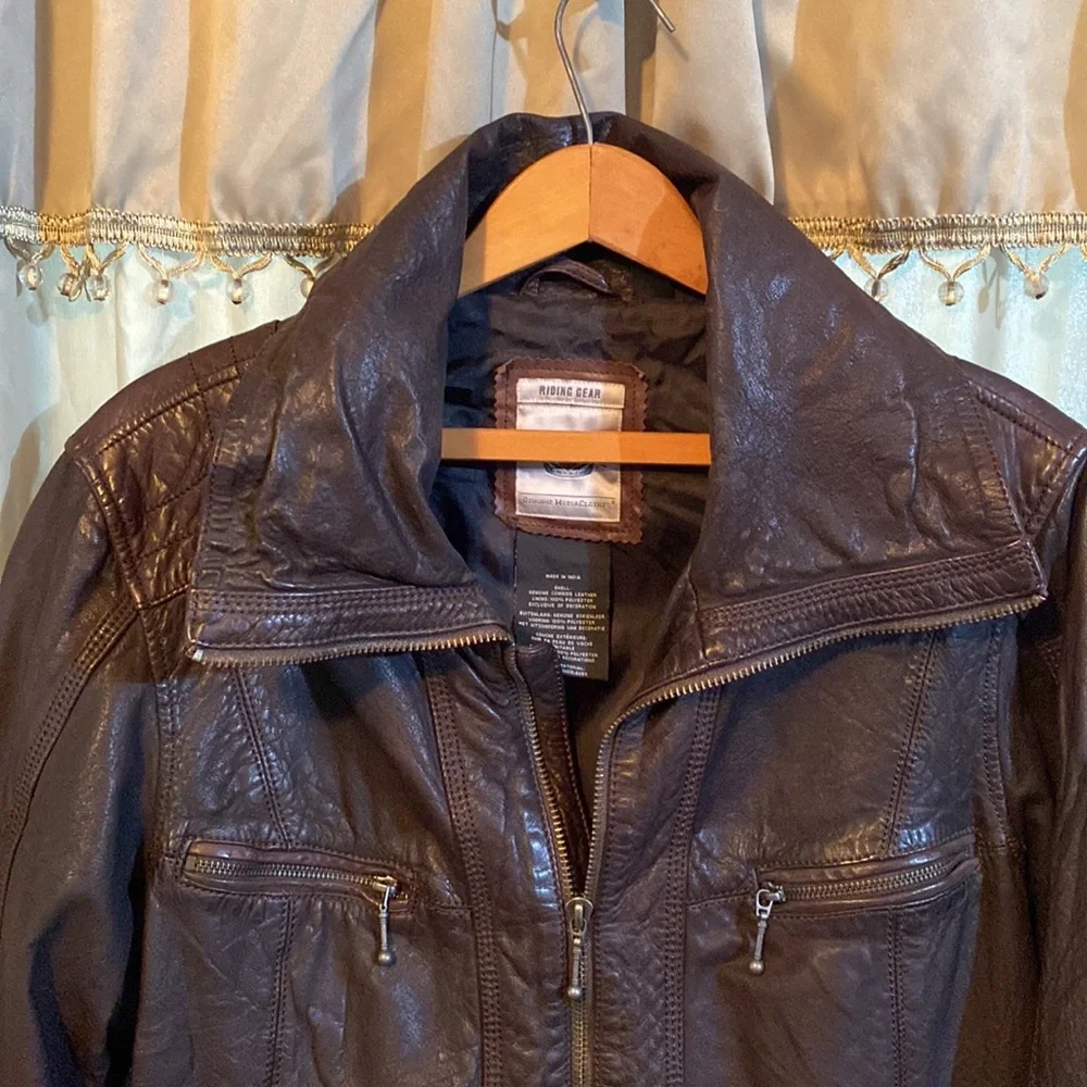 Harley Davidson Motorcycle Women's Black Leather Riding Jacket 2x embroidery